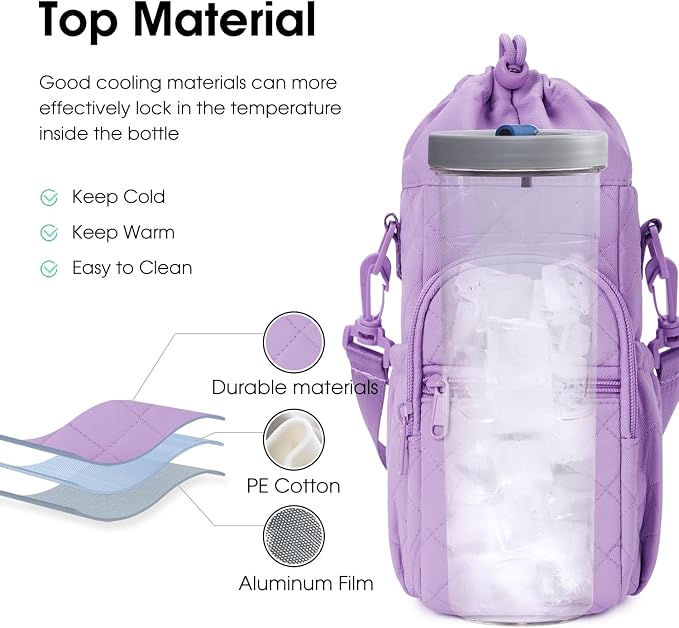 sportsnew Water Bottle Holder with Strap 32oz 40oz Insulated Water Bottle Carrier Sling Bag with Phone Pocket Crossbody