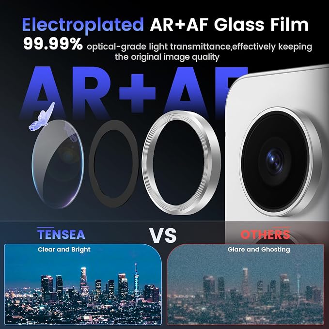 Tensea (3+2PCS Compatible with Samsung Galaxy S25 Ultra Camera Lens Protector, 9H Tempered Glass Camera Cover Screen Protector Metal Individual Ring [Installation Tray][Case Friendly]