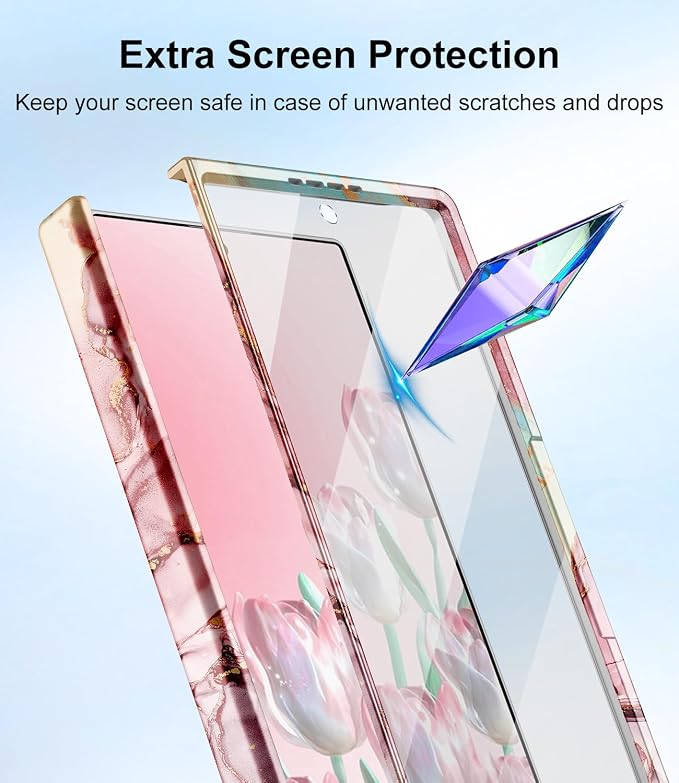 Btscase for Samsung Galaxy Z Fold 7 Case,Built in Front Screen Protector,Gold Glitter Marble Pattern Hard PC Slim Shockproof Full Body Drop Protective Case for Galaxy Z Fold 7 5G, Rose Gold