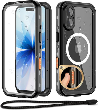 Beasyjoy for iPhone 17 Case Waterproof, Built-in Screen Protector & Full Body Protection, Heavy Duty Rugged Military Shockproof Dustproof Case for Outdoor, Compatible with MagSafe, 6.3 inch Black
