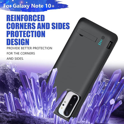 Battery Case for Samsung Galaxy Note 10+ Plus 5G, 6000mAh Rechargeable Extended Battery Charging Charger Case, Add 100% Extra Juice Black