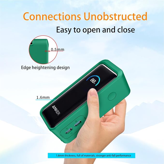 Silicone Case for Anker Prime Power Bank 9600mAH 65W Protective Cover Charging Easily Anti Scratch Shock Resistant Light-Weight Portable Sleeve (Red)