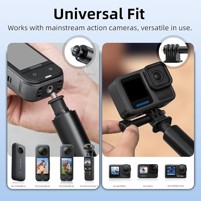 BRDRC 53" Invisible Selfie Stick for Insta360 X5 X4, Extended Monopod Pole Heavy Duty Solid Compact for DJI OSMO 360, for Insta 360 X5 X4 X3 X2 X Accessories (with Go Pro Adapter and Wrist Strap)