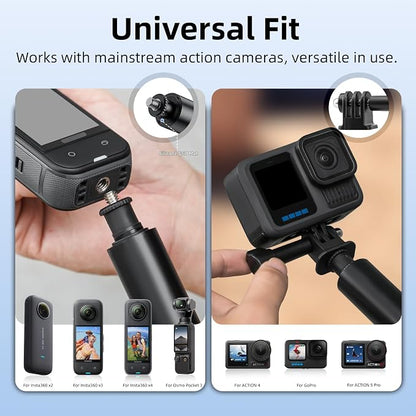 BRDRC 53" Invisible Selfie Stick for Insta360 X5 X4, Extended Monopod Pole Heavy Duty Solid Compact for DJI OSMO 360, for Insta 360 X5 X4 X3 X2 X Accessories (with Go Pro Adapter and Wrist Strap)