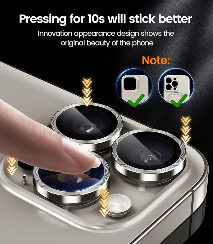 iGluz 2 Pack Anti-Reflection Camera Lens Protector for iPhone 16 Pro/iPhone 16 Pro Max [98% Transmittance][1-Step Installation Tray][Strong Adsorption] 9H Shatterproof Tempered Glass-Natural Titanium