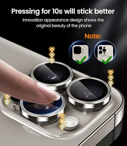 iGluz 2 Pack Anti-Reflection Camera Lens Protector for iPhone 16 Pro/iPhone 16 Pro Max [98% Transmittance][1-Step Installation Tray][Strong Adsorption] 9H Shatterproof Tempered Glass-Natural Titanium