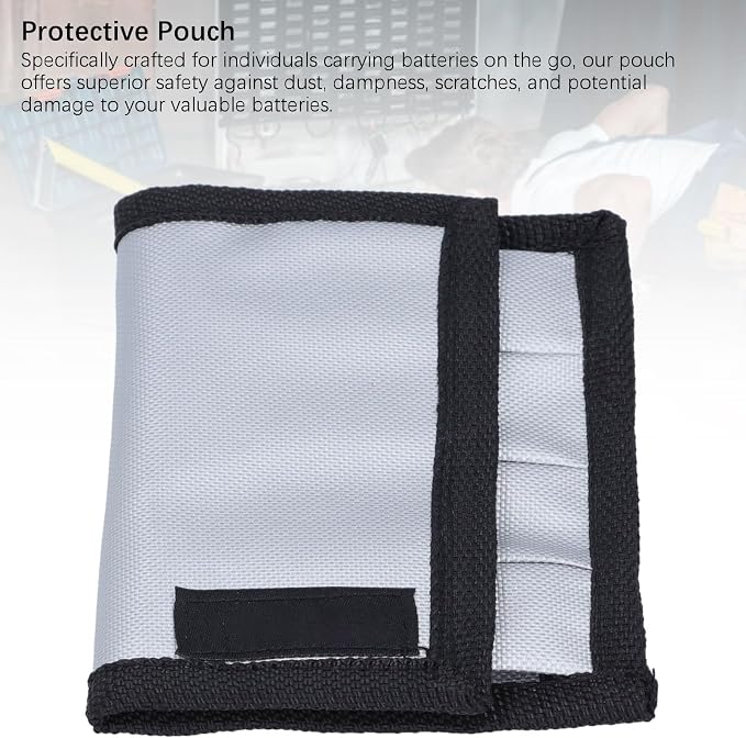 Fafeicy Battery Pouch, Battery Bag Holder Organizer with Hook and Loop Fasteners, for 4 Batteries Compact Oxford Fabric Belt Loop