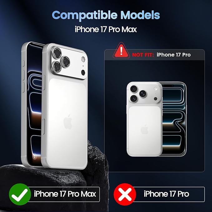 CACOE Camera Lens Protector for iPhone 17 Pro Max - Metal Frame Tempered Glass Cover, [Anti-Scratch] [Drop-Proof][Strong-Adhesion] Camera Screen Cover(Silver)
