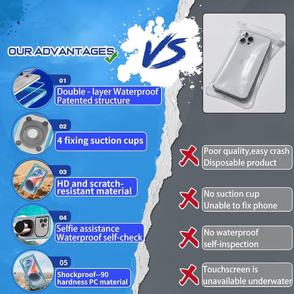 Waterproof Phone Pouch 7.5'',Cruise Essentials IPX8 Waterproof Floating Phone Case/Bag with Lanyard for Snorkeling with Unterwater Touch/Photo for iPhone 17/16/15/14 Pro Max Samsung Galaxy S25 Ultra