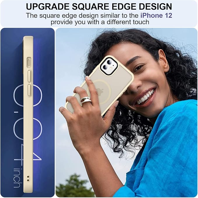 MOCCA Strong Magnetic for iPhone 11 Phone Case,[Compatible with Magsafe][Glass Screen Protector+Camera Lens Protector] Slim Thin Shockproof Cover Case for iPhone 11 6.1 inch, Light Gold