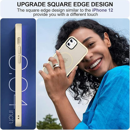 MOCCA Strong Magnetic for iPhone 11 Phone Case,[Compatible with Magsafe][Glass Screen Protector+Camera Lens Protector] Slim Thin Shockproof Cover Case for iPhone 11 6.1 inch, Light Gold