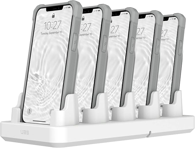 UAG Urban Armor Gear Multi-Device Charging Dock Healthcare White/Gray, 10W Fast Charging Workflow 5-Slot Case Charger Cradle for Workflow Battery Cases Compatible with iPhone 14/13/12/12 Pro/SE/8