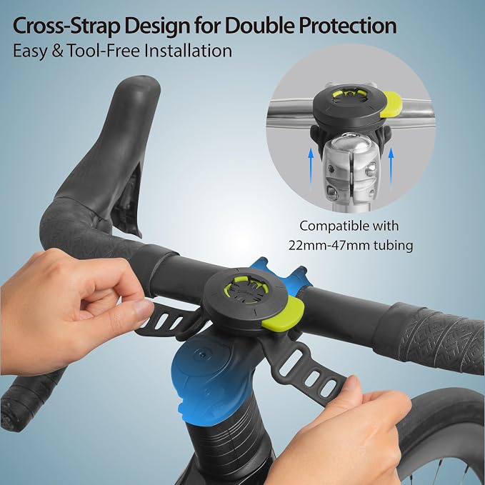 Bone Bike Tie Connect Kit 3 - Sticker, Magnetic Bicycle Phone Mount for Stem, Detachable & 360° Rotatable Silicone MTB Holder, Cycling Phone Carrier for iPhone & 4.7"–7.2" Smartphones (Stem)