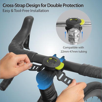 Bone Bike Tie Connect Kit 3 - Sticker, Magnetic Bicycle Phone Mount for Stem, Detachable & 360° Rotatable Silicone MTB Holder, Cycling Phone Carrier for iPhone & 4.7"–7.2" Smartphones (Stem)