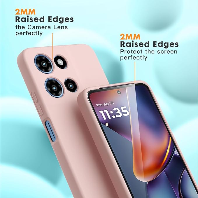 for Motorola Moto G 2025 Case, 2 Pack Tempered Glass Screen Protectors, Soft TPU Liquid Silicone Shockproof Gel Case-Pink