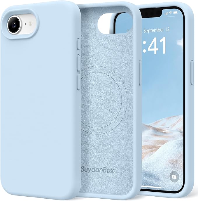 Magnetic for iPhone 17e/iPhone 16e Case, Compatible with MagSafe, [Soft Anti-Scratch Microfiber Lining] Slim Silicone Shockproof Protective Phone Case for iPhone 17e/16e 6.1", Light Blue