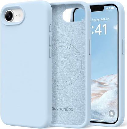 Magnetic for iPhone 17e/iPhone 16e Case, Compatible with MagSafe, [Soft Anti-Scratch Microfiber Lining] Slim Silicone Shockproof Protective Phone Case for iPhone 17e/16e 6.1", Light Blue