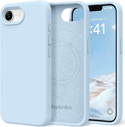 Magnetic for iPhone 17e/iPhone 16e Case, Compatible with MagSafe, [Soft Anti-Scratch Microfiber Lining] Slim Silicone Shockproof Protective Phone Case for iPhone 17e/16e 6.1", Light Blue