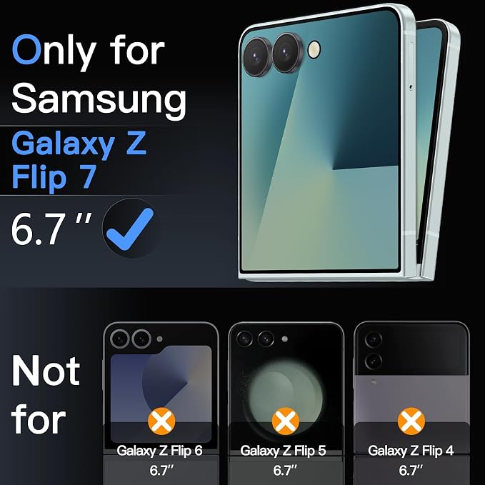 JETech Front Screen Protector for Samsung Galaxy Z Flip 7, 3-Pack | Tempered Glass, Easy Installation Tool, HD Clear, Case-Friendly