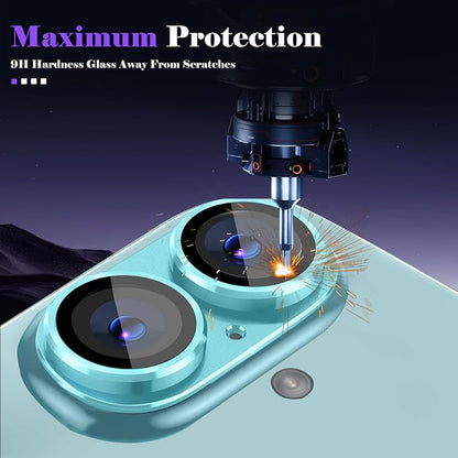 Camera Lens Protector for iPhone 16 / iPhone 16 Plus Camera Lens Protector [Strong Adsorption] [Not Easy to Break] Metal Tempered Glass Rear Camera Screen Cover - Green