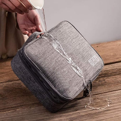Double Layers Electronics Organizer Bag, EXKOKORO Protable Accessories Carrying Case Cable Organizer Bag Waterproof Cable Storage Bag for Charging Cable, Power Bank, Cellphone, USB and More(Black)