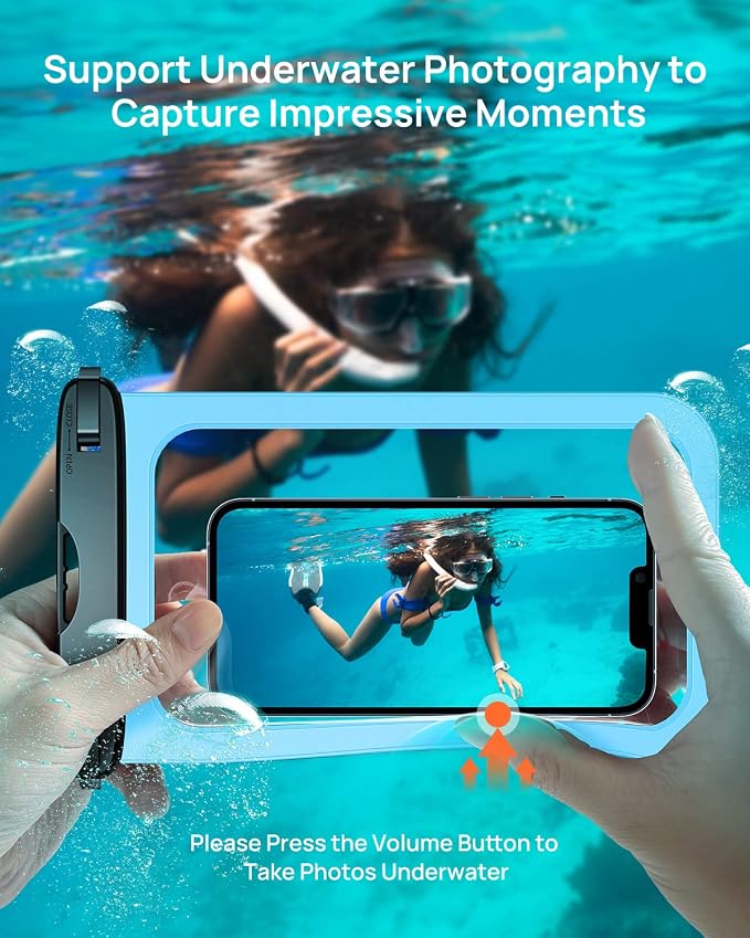 Lanhiem Large Waterproof Phone Pouch [Up to 10.5"] Universal IPX8 Waterproof Dry Bag with Lanyard for iPhone 17 Pro Max /16/15, S25 Ultra/ S24/ S23 Plus/FE, Moto G/Pixel 10 9 8 Pro, Black+Mint