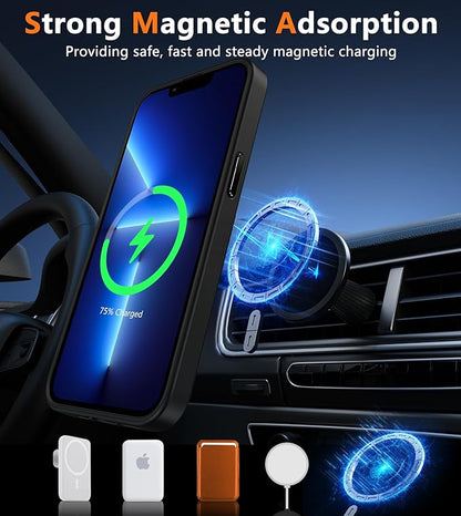 FNTCASE for iPhone 13 Pro Max Case: [Compatible with Magsafe] Translucent Matte Cases with [Screen Protector] Military Grade Shockproof Protective Phone Cover - Black