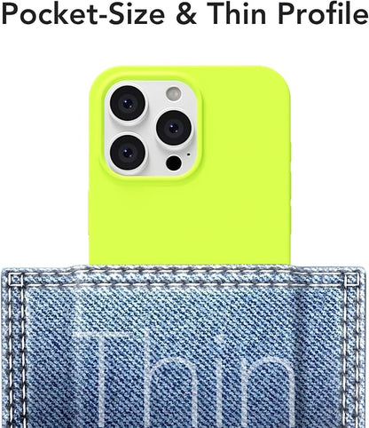 for iPhone 15 Pro Case Silicone Compatible with Magsafe Case, Ultra Slim Thin Magnetic Phone Cases Mag Safe, Cute Soft Rubber Gel TPU Matte Plain Wireless Charging Cover for Women, Neon Green