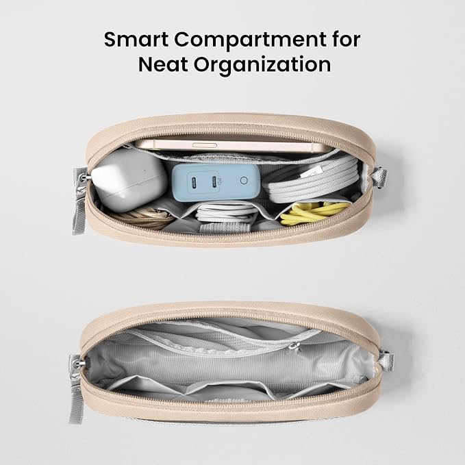 tomtoc Electronics Organizer Travel Case, Cable Organizer for Essentials | Water Resistant Tech Pouch Accessories Travel Bag Carry Storage for Cord, Phone, Cables, Airpods, USB Drive, Daily Items
