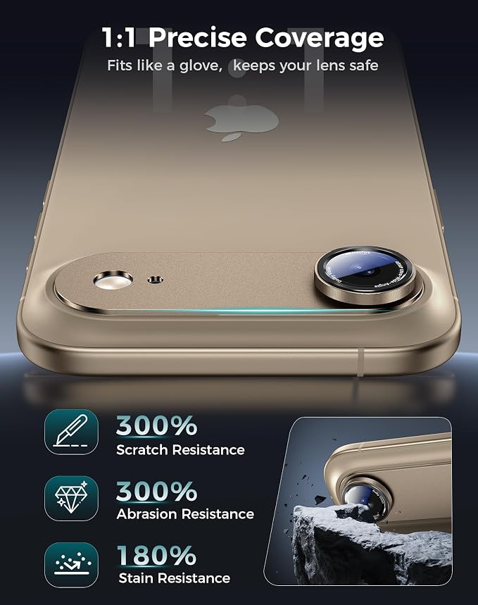 Goton Compatible for iPhone Air Camera Lens Protector 2025, 1-Pack Aluminum Alloy Metal Cover with HD Tempered Glass for iPhone 17 Air, Pro Camera Style, Shatter-Resistant, Scratch-Proof