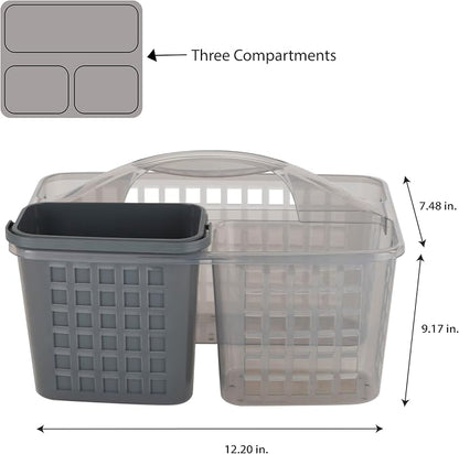 Bath Bliss 2 in 1 Portable, Bathroom Shower Caddy for Shampoo, Conditioner, Soap, and Cosmetics, in Grey Bath Tote (26118-GREY)