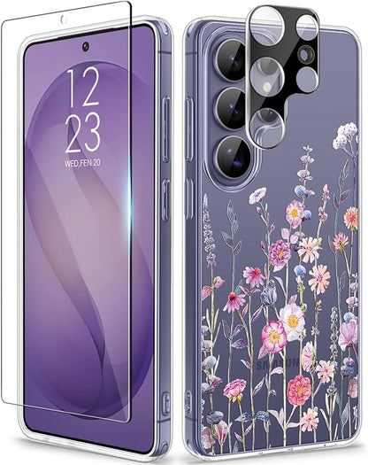 GVIEWIN for Samsung Galaxy S26 Ultra Case, Clear Floral Slim Shockproof Protective Women Phone Case, Non-Yellowing, with Screen Protector &Camera Lens Protector for S26 Ultra 6.9", Floratopia/Colorful