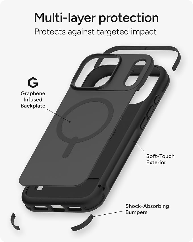 ZAGG Sedona Snap Case for iPhone Air - Flood Black, Drop Protection (13ft/4m), Graphene-Reinforced Multi-Layer Protection, MagSafe Phone Case with Impact-Absorbing Bumpers, Slim & Lightweight