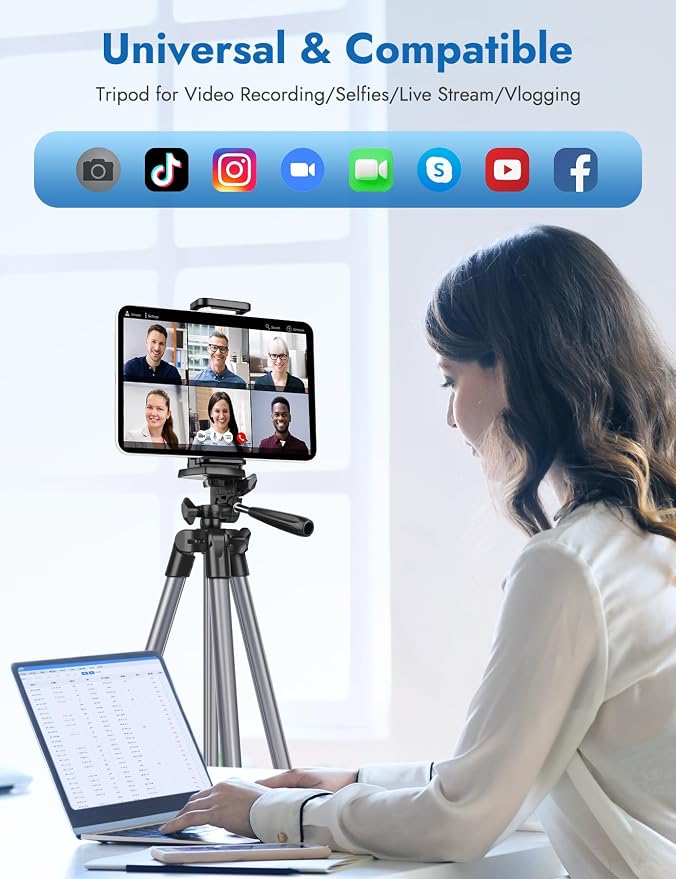 JOILCAN 67" Tripods Camera Tripod, Phone Tablet Tripod for Video Recording Vlog Photo with Remote Carry Bag, Aluminum Lightweight Travel Tripods