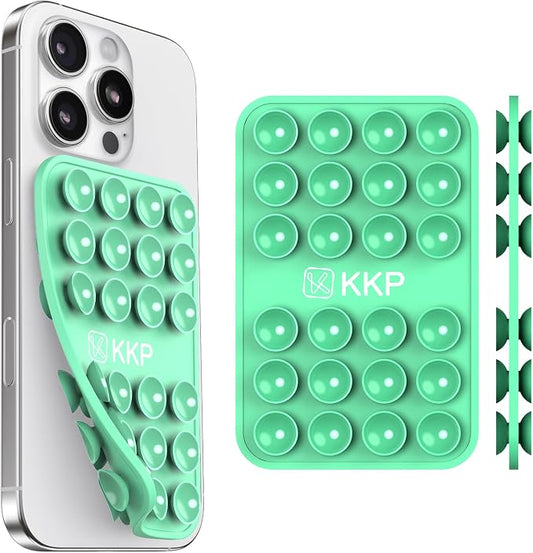 KKP Classic MAX - Silicone Suction Phone Case Adhesive Mount - Hands-Free, Strong Grip Holder for Selfies and Videos - iPhone and Android Compatible - 2.6″ x 3.9″