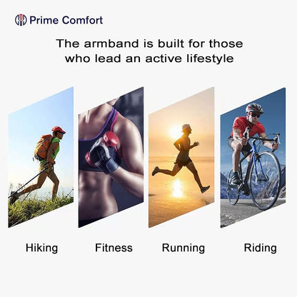 Prime Comfort Phone Arm Bands for Running, Armband Cell Phone Holder for Exercise (Black)