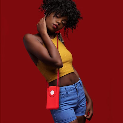 Bone Crossbody Phone Bubble Bag 1, Cell Phone Purse with Shock-Absorbing Design & Magnetic Closure, Adjustable Silicone Shoulder Lanyard Strap (Red)