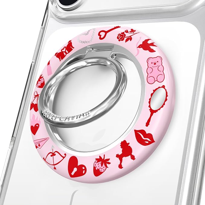 VELVET CAVIAR Compatible with MagSafe Phone Grip 2.0 | Cute Magnetic Ring Holder | Finger Loop Kickstand | Pop On Accessory for iPhone 17, 16, 15, 14, 13, 12 | Lover Girl Holo