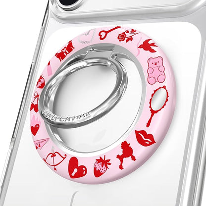 VELVET CAVIAR Compatible with MagSafe Phone Grip 2.0 | Cute Magnetic Ring Holder | Finger Loop Kickstand | Pop On Accessory for iPhone 17, 16, 15, 14, 13, 12 | Lover Girl Holo