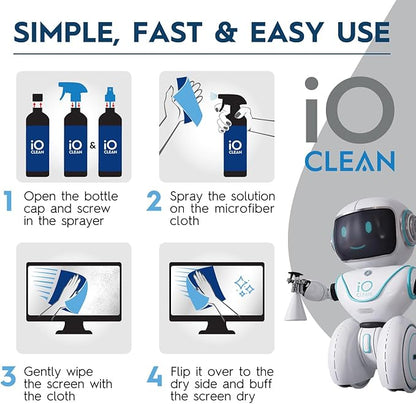 Screen Cleaner Spray (16oz + mini Cleaner) – Best Large Cleaning Kit for LCD LED OLED TV, Smartphone, iPad, Laptop, Touchscreen, Computer Monitor, Electronic Devices, Microfiber Cloth and 2 Nozzles