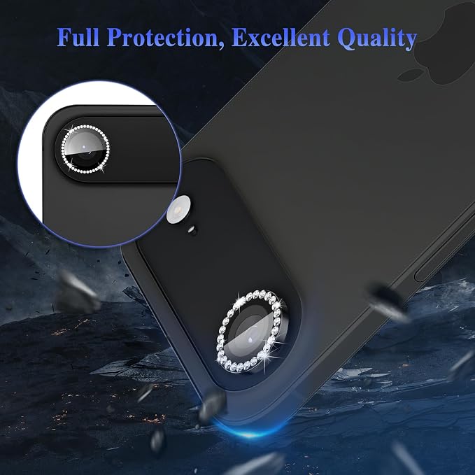 ShinKin Camera Lens Protector for iPhone Air (6.5 inches), Glitter Camera Cover, 9H Tempered Glass Individual Metal Ring Camera Protector for iPhone 17 Air (Diamond -Colorful)