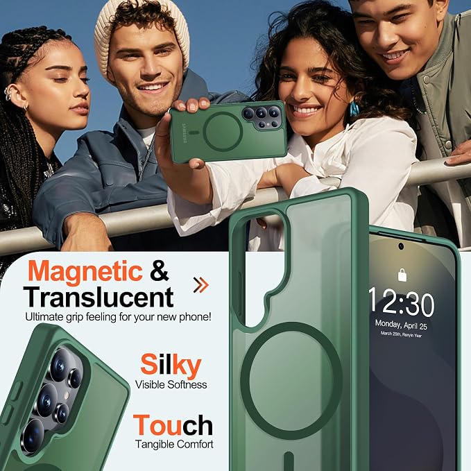 MOZOTER for Samsung Galaxy S25 Ultra Case,[Compatible with MagSafe] Green | [12Ft Military Dropproof][2*Screen Protector]Translucent Anti-Slip Back Slim Shockproof Case for S25 Ultra-Green