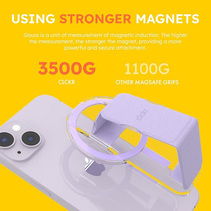 CLCKR for MagSafe Phone Grip for MagSafe Kickstand for Mag Safe Finger Loop, 3-in1 Phone Ring Holder Strap for Mag Safe iPhone 17/16/15/14/13/12 Series, Galaxy S25/S24/S23/S22, Pixel - Lilac