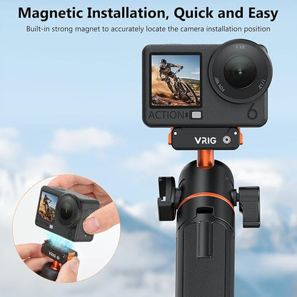 VRIG Osmo Action 6 21.3" Mini Camera Tripod for DJI Osmo Nano,360° Extendable Selfie Stick Holder with Magnetic Quick Release Mount Adapter for DJI OSMO Action 6,OSMO Nano
