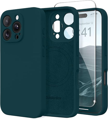 Magnetic for iPhone 16 Pro Case, Compatible with MagSafe, [Full Camera Protection][Screen Protector] Silicone Shockproof Protective Phone Case for iPhone 16 Pro 6.3", Deep Blue