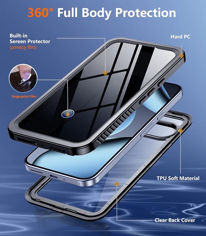Temdan for Google Pixel 10 Pro XL Case Waterproof,Built-in Lens & Screen Protector[Full Body Shockproof][Military Dropproof][Dustproof][IP68 Underwater] for Pixel 10 Pro XL 6.8”-Black/Clear