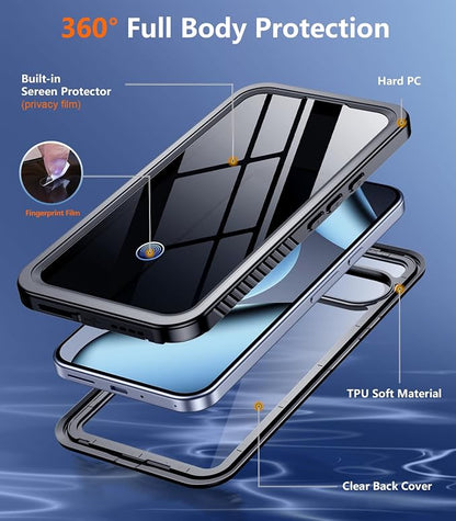 Temdan for Google Pixel 10 Pro XL Case Waterproof,Built-in Lens & Screen Protector[Full Body Shockproof][Military Dropproof][Dustproof][IP68 Underwater] for Pixel 10 Pro XL 6.8”-Black/Clear