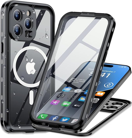 for iPhone 15 Pro Max Case Waterproof | Shockproof Dust Proof Phone Case Cover with Screen Protector for iPhone 15 Promax - Clear