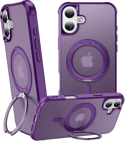 360° Magnetic Swivel Ring for iPhone 16 Plus case, Built-in Metal Stand and Ring Holder, Magsafe Compatible, Military Grade Protection, Shockproof - Purple