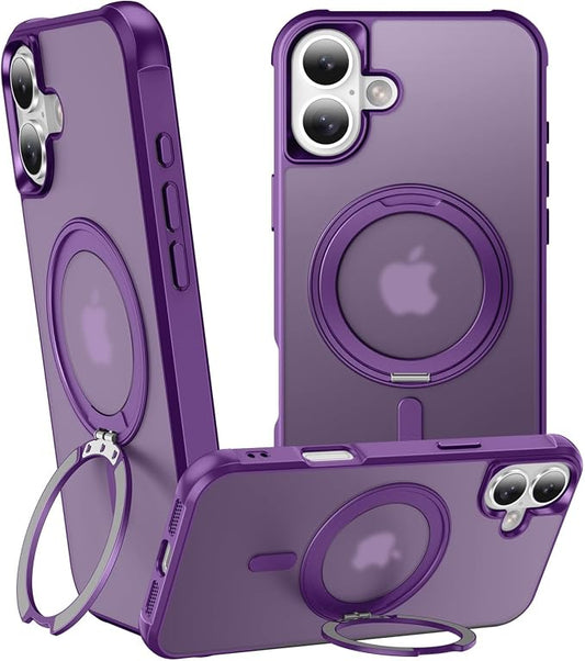 360° Magnetic Swivel Ring for iPhone 16 Plus case, Built-in Metal Stand and Ring Holder, Magsafe Compatible, Military Grade Protection, Shockproof - Purple